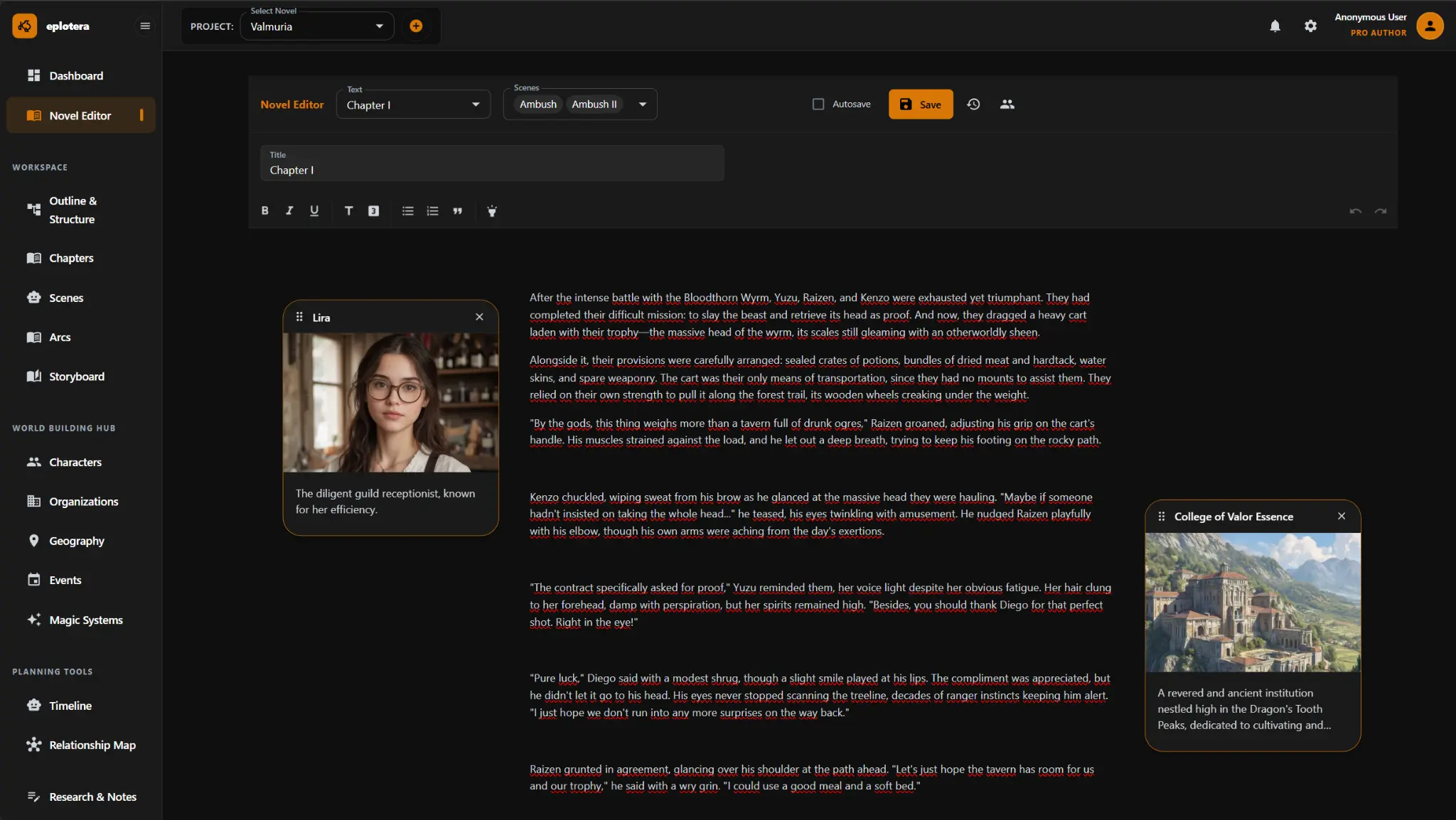 ePlotera Novel Editor
